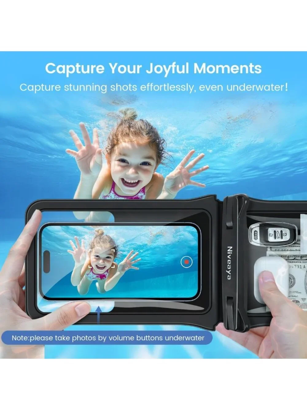 Waterproof Phone Pouch for Beach & Underwater Photography - 2 Pack, Lanyard